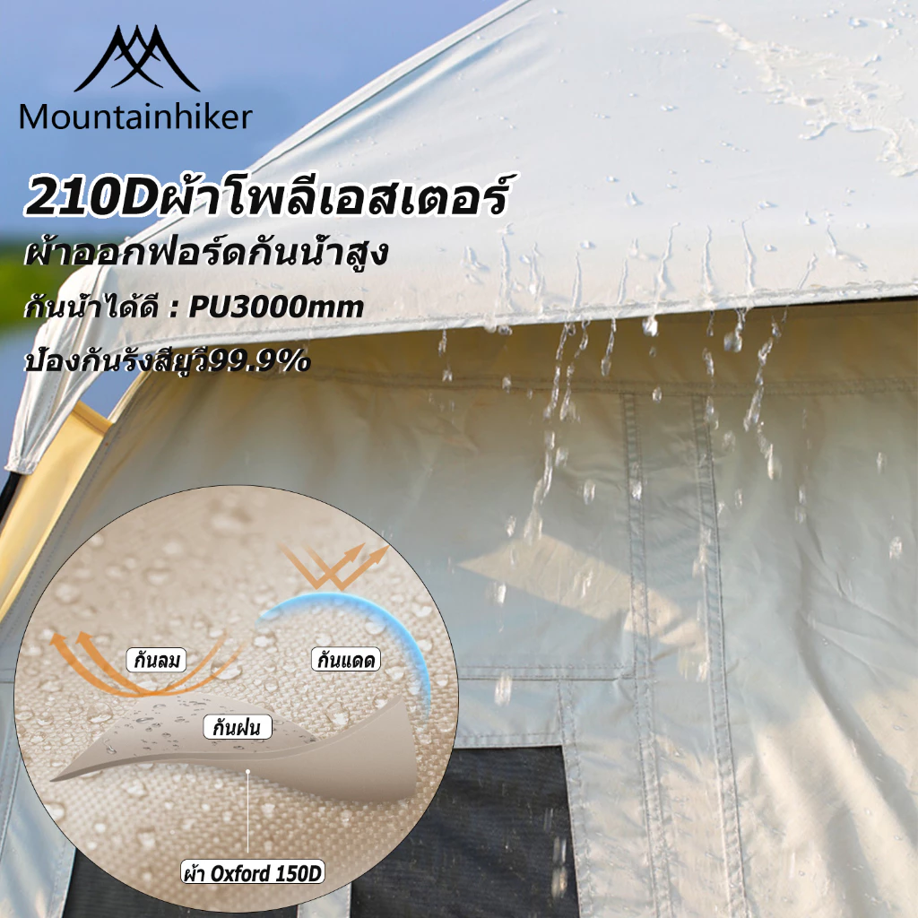 เต็นท์​กางอัตโนมัติ​ MOUNTAINHIKER รุ่นอัตโนมัติ SMALL CAP สีกากี_4